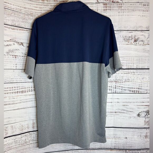 Adidas Polo Mens Size Medium USA Golf All Day 2.0 Colorblock Polo Navy Gray - Picture 3 of 10